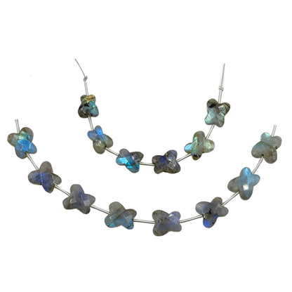 Natural Labradorite Butterfly Beads – Faceted Blue Flash Gemstone Strand (6 Inch)