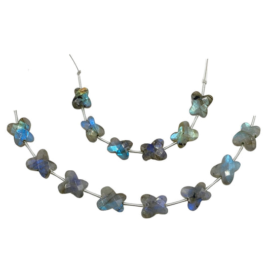 Natural Labradorite Butterfly Beads – Faceted Blue Flash Gemstone Strand (6 Inch)