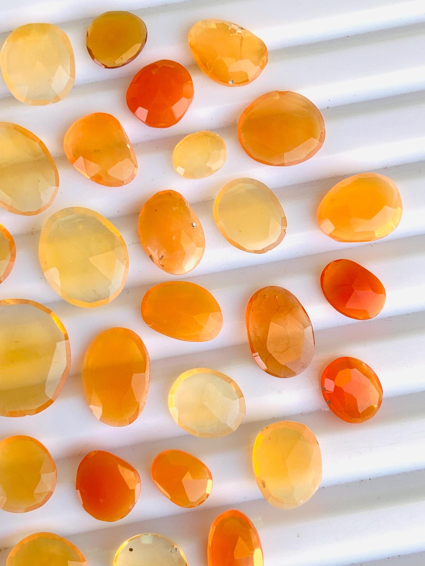 Natural Mexican fire Opal Rose Cut Slices Cabochons Faceted Rose Cut Flat Back Cabochons, Rose Cut Loose Gemstone, Opal Gemstone Slices Cut