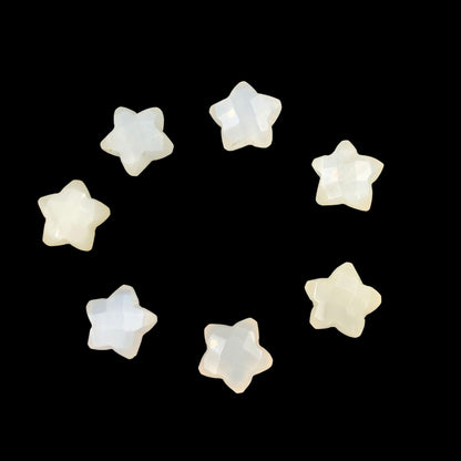 2 Pieces Natural White Moonstone Faceted Star Shape Gemstone, Size 10mm, Hand Carved Briolette Beads, Loose Gemstone For Jewelry, SKU-BBI123