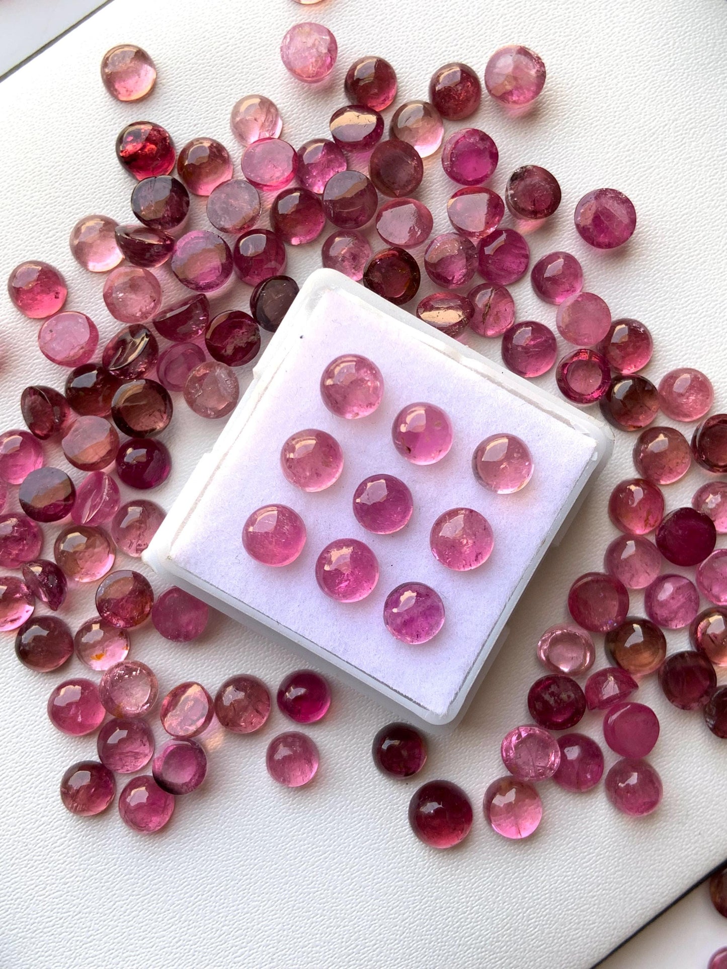 Natural Pink Tourmaline Smooth Round Gemstone Cabochon, CALIBRATED Loose Stone Cab, Round Jewelry Making Cabochons Semi Precious Cabochons