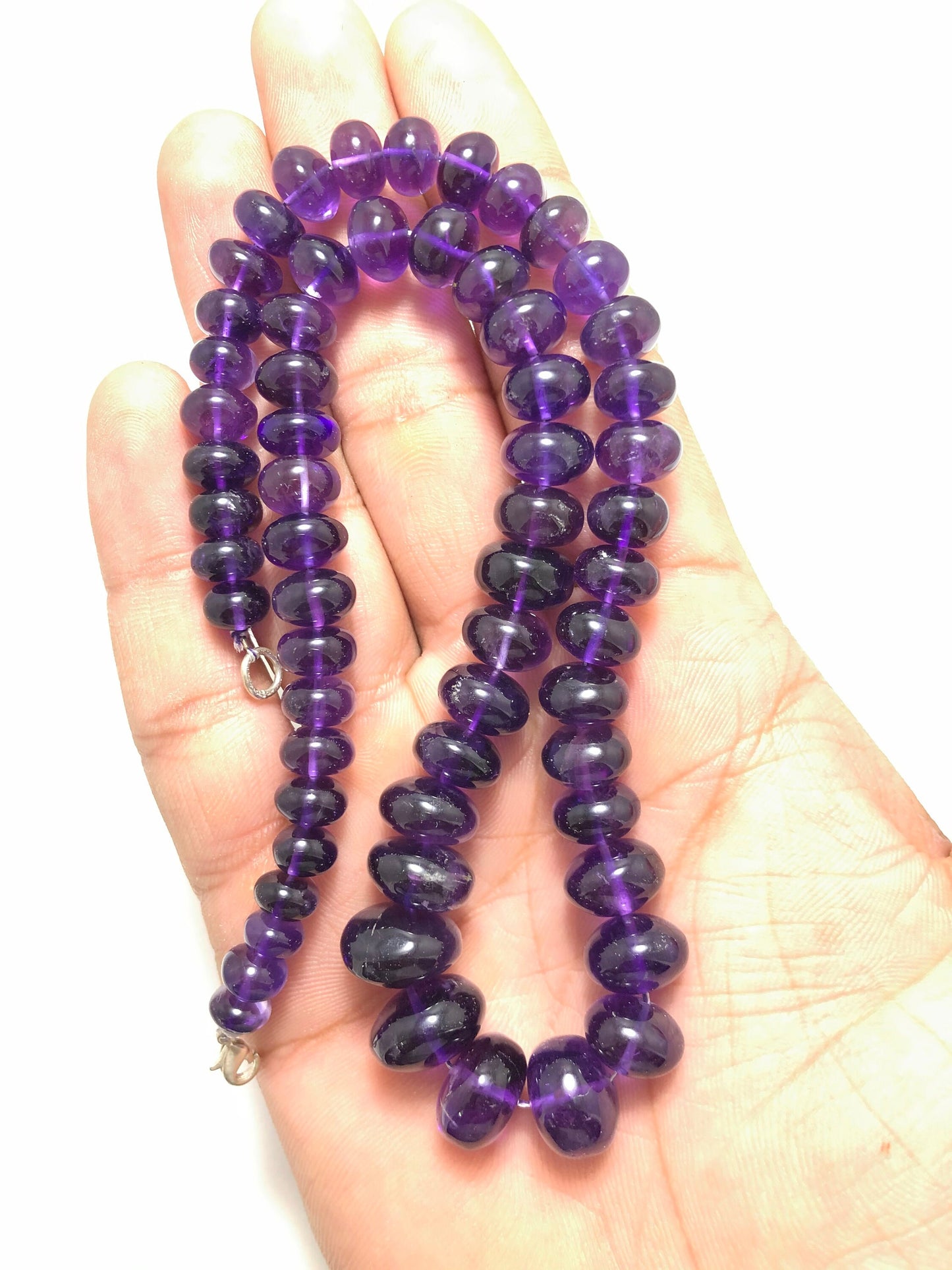 Natural Amethyst Smooth Rondelle Beads 16 Inch Strand Genuine Gemstone Jewelry Making Supplies