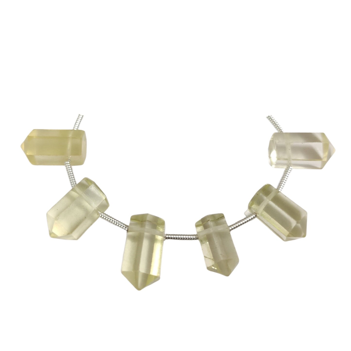 Natural Lemon Quartz Beaded Necklace – Faceted 6x12mm, 10-Pack