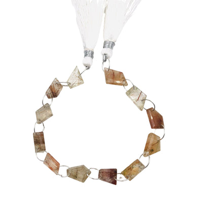 Natural Golden Rutile Faceted Pentagon Beads | 12 pcs Double Drill Gemstone Strand