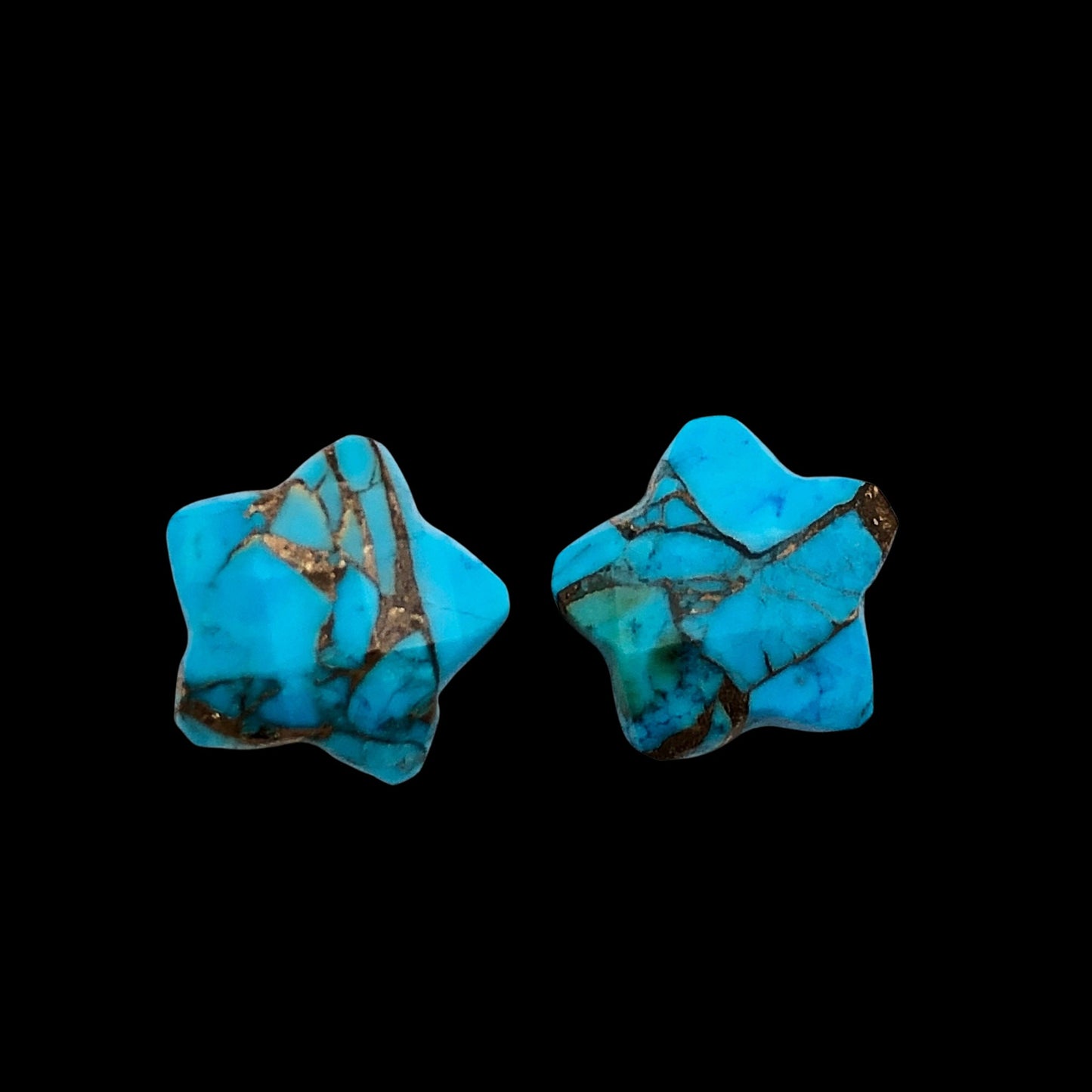 2 Pieces Copper Turquoise Faceted Star Shape Gemstone, Size 10mm, Hand Carved Briolette, Loose Gemstone For Jewelry Making , SKU-BBI107