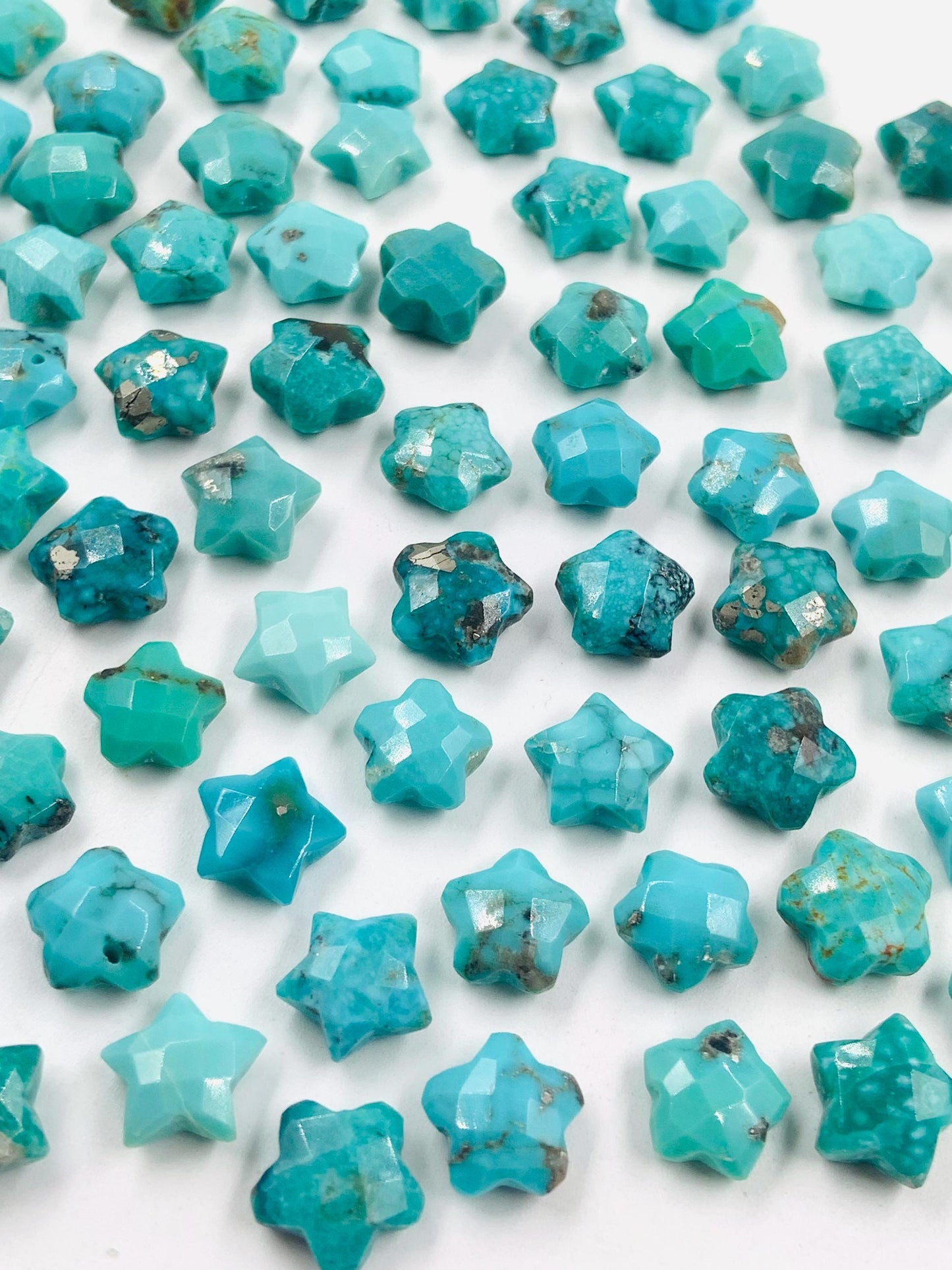 2 Pieces Natural Arizona Turquoise Hand Carved Star Shape Gemstone Beads, Size 10mm, Faceted Star Loose Stone, Jewelry Supplies, SKU-BBI119