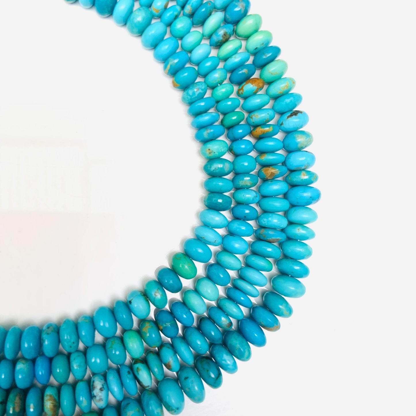 Arizona Turquoise Rondelle Beads: Smooth Gemstone Briolettes, 13-inch Strand