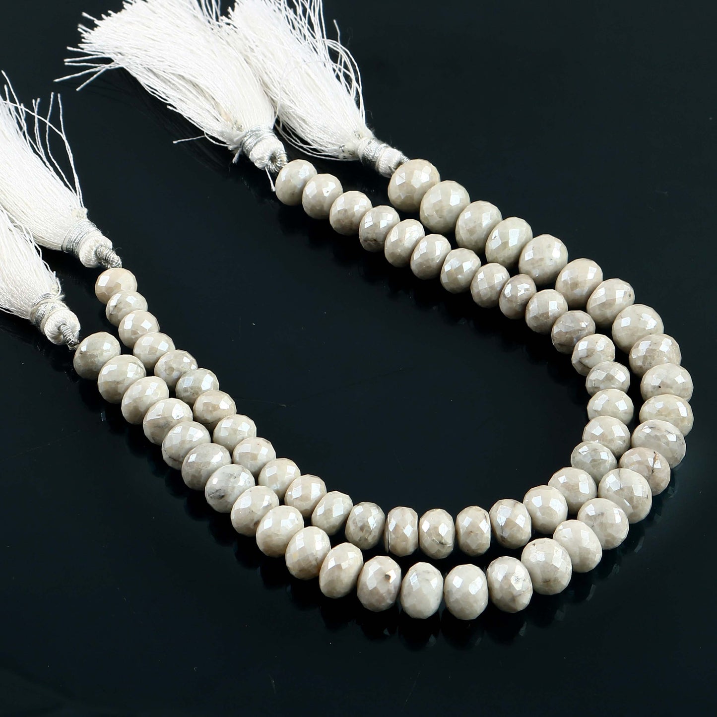 Genuine Silverite Faceted Roundel Beads, 8mm
