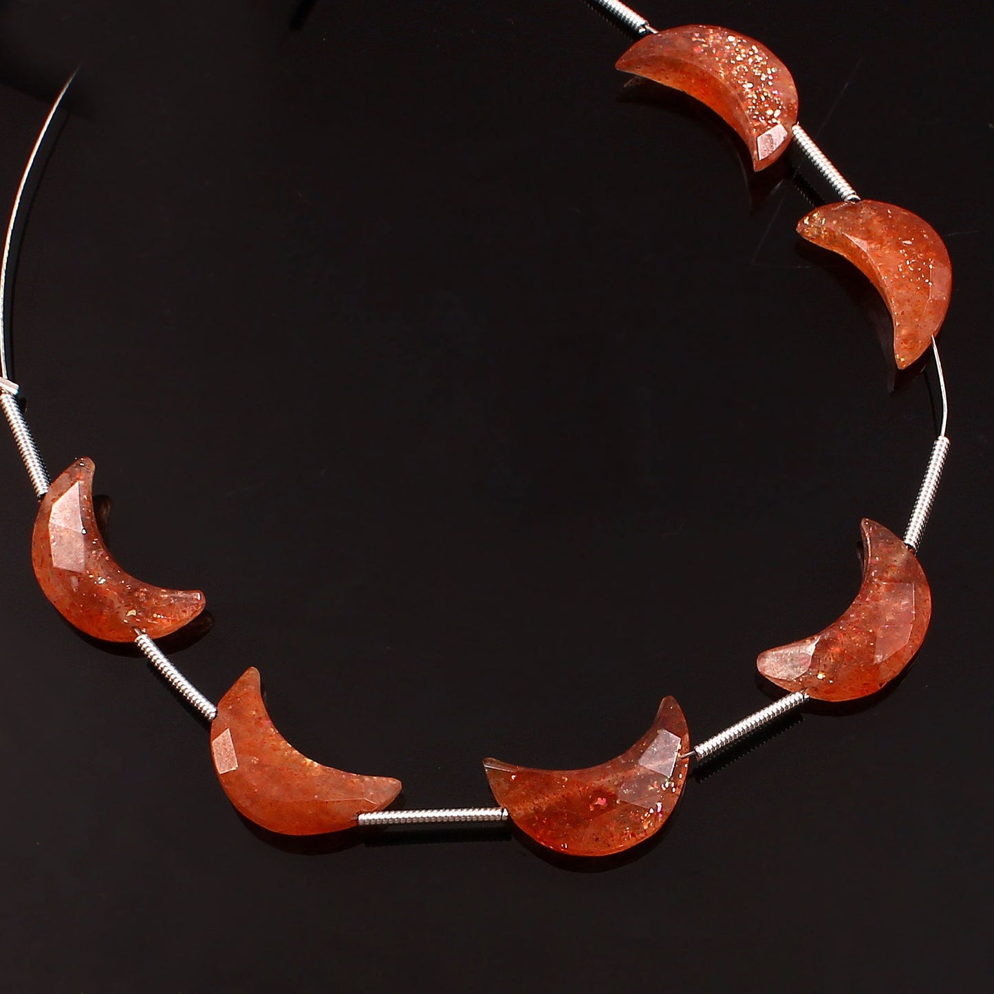 6 Pieces Natural Sunstone Gemstone,  Crescent moon shape gemstone, carving gemstone, natural gemstone, moon shape gemstone, size 6x16 mm