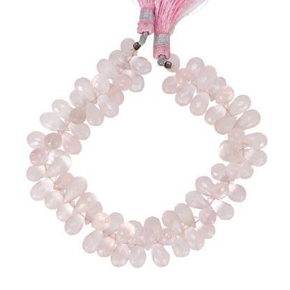 Rose Quartz Teardrop Briolette Beads | 7mmx11mm Calibrated Drops | Natural Rose Quartz Semi Precious Gemstone Faceted Teardrops for Jewelry