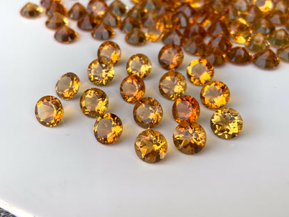 Natural Citrine Faceted Round Shape Cut Stone CALIBRATED Loose Stone Cut Round Jewelry Making Semi Precious Cut stone for ring gift for her