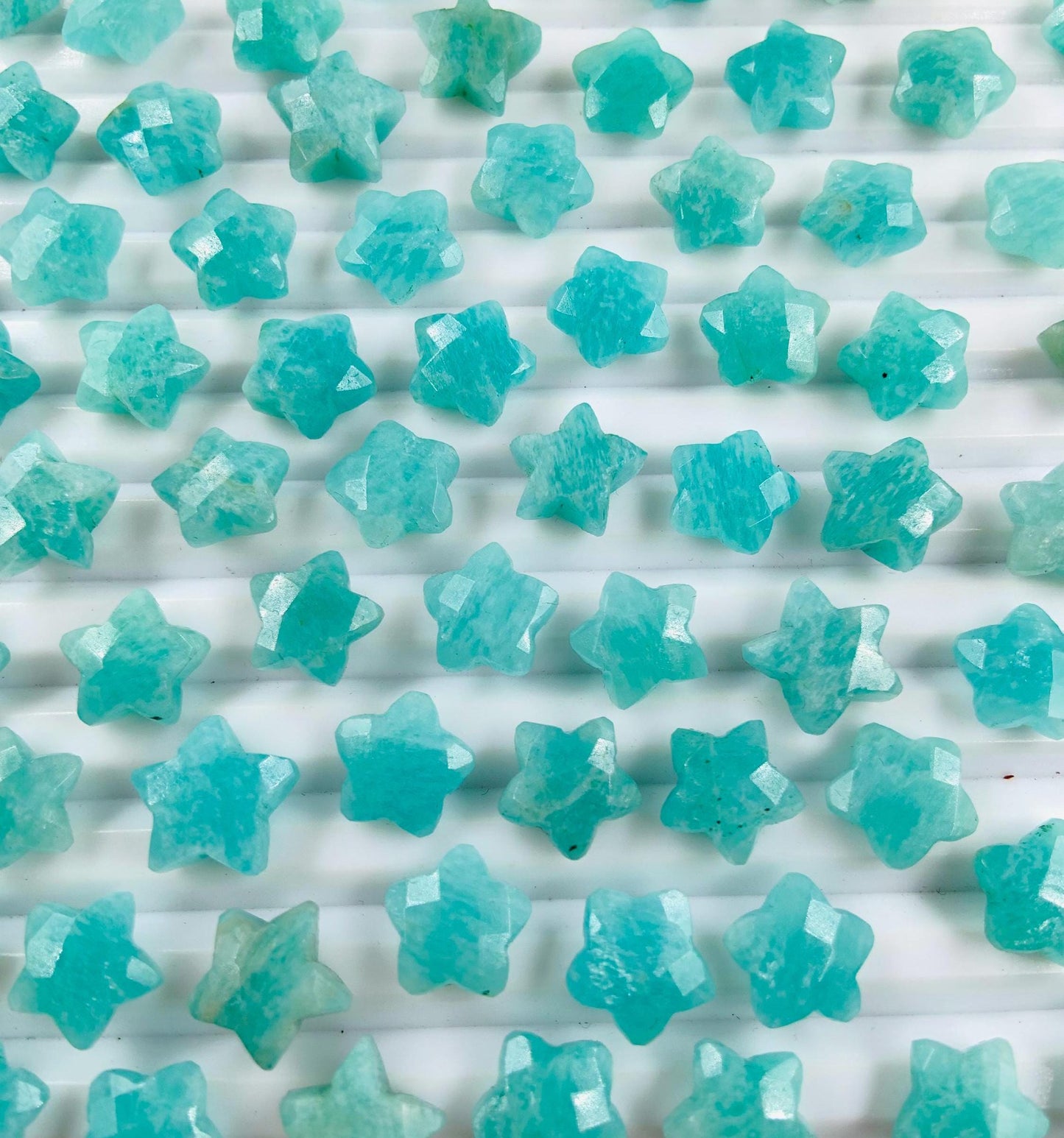 2 Pieces Natural Amazonite Hand Carved Star Shape Gemstone, Faceted Star Shape Briolette, Size 10 mm, Loose Stone For Jewelry, SKU - BBI114