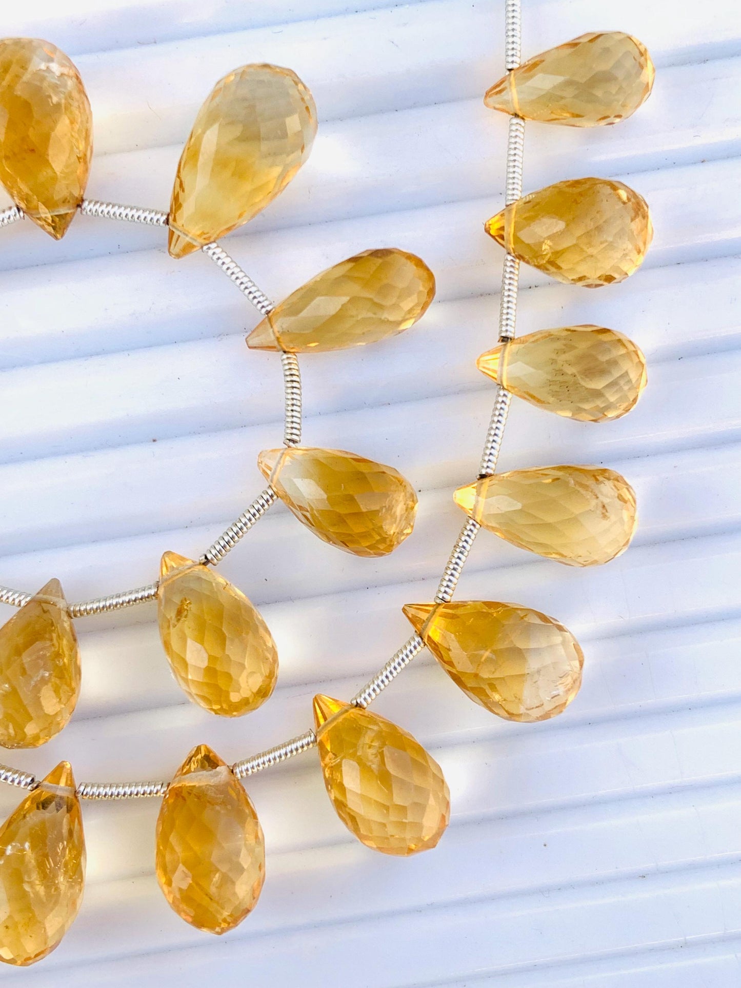 Natural Citrine Faceted Beads 5x8mm–6x9mm | Teardrop Briolette Gemstone Beads