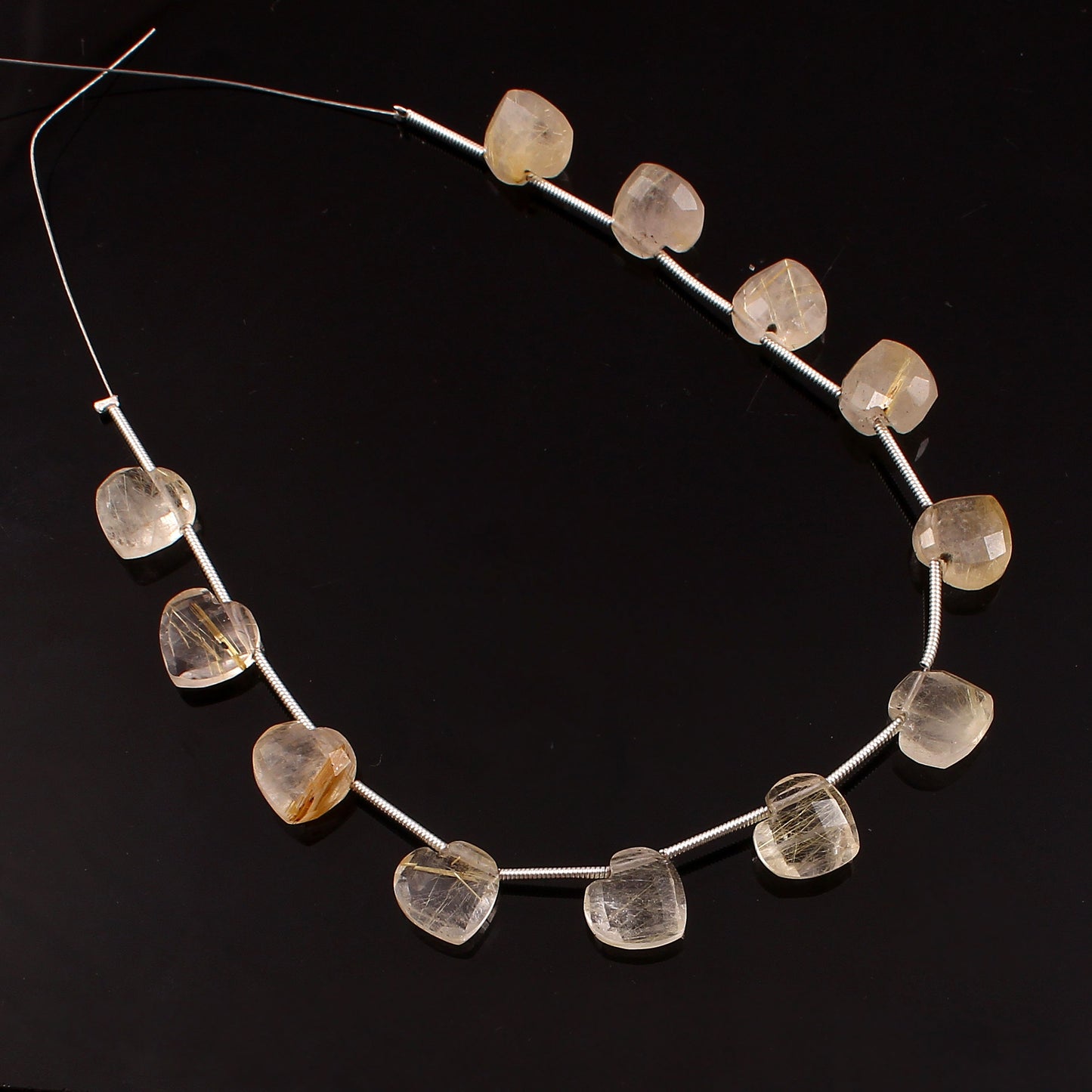 Natural Golden Rutile 10mm Heart Shape Beads | Faceted Gemstone Jewelry