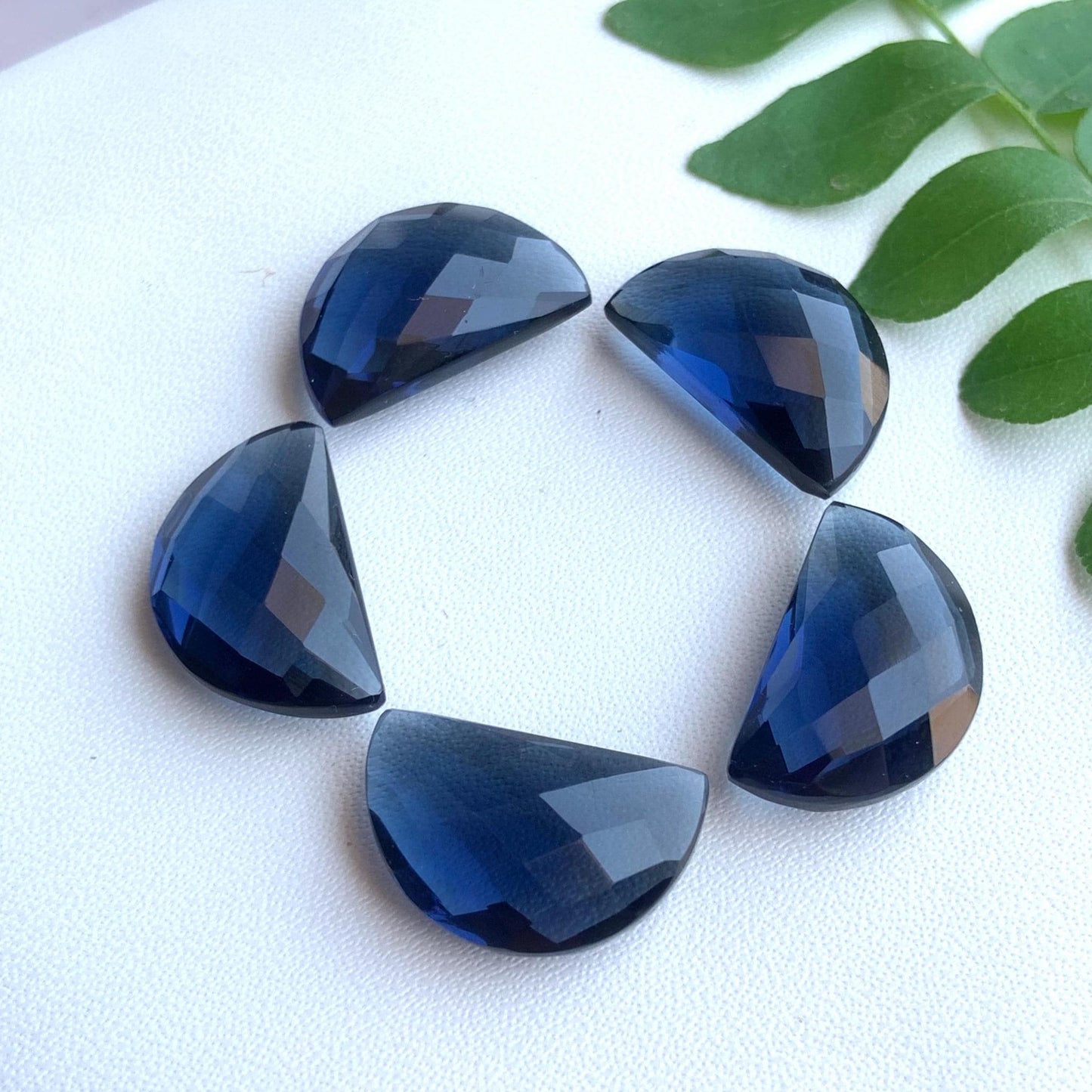 2 Pieces Blue hydro Quartz Faceted D' Shape Gemstone, Size 10mmx16mm, Half Moon Shape Gemstone Briolette for jewelry making, gift for her