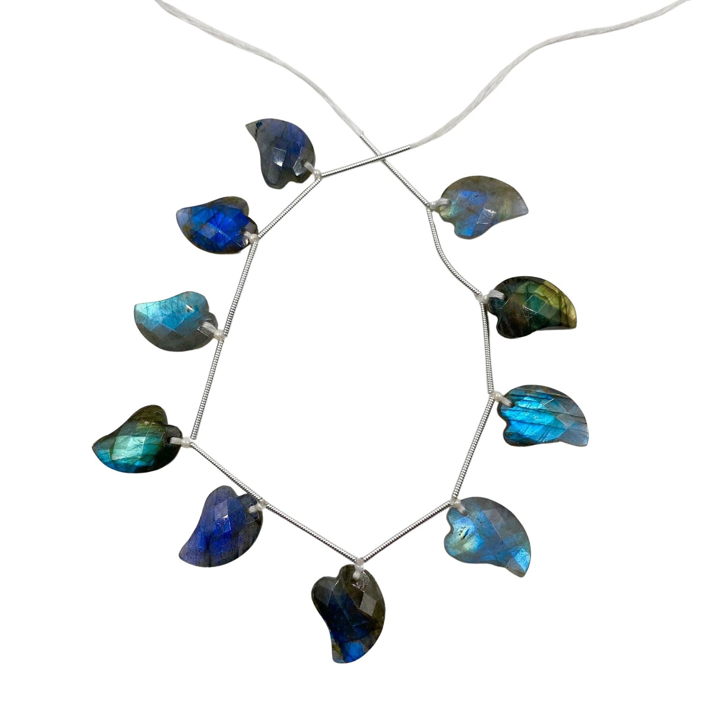 Natural Labradorite Carved Mango Shape Gemstone Beads 10 Pcs