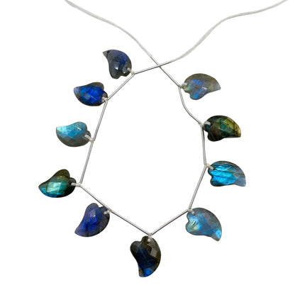 Natural Labradorite Carved Mango Shape Gemstone Beads 10 Pcs