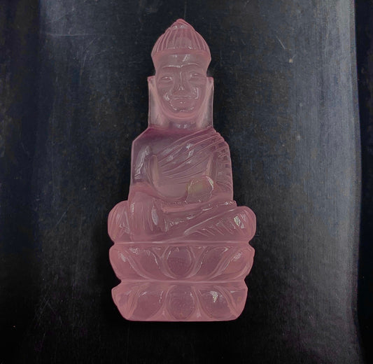 Natural Rose Quartz Buddha Hand Carved Gemstone Statue