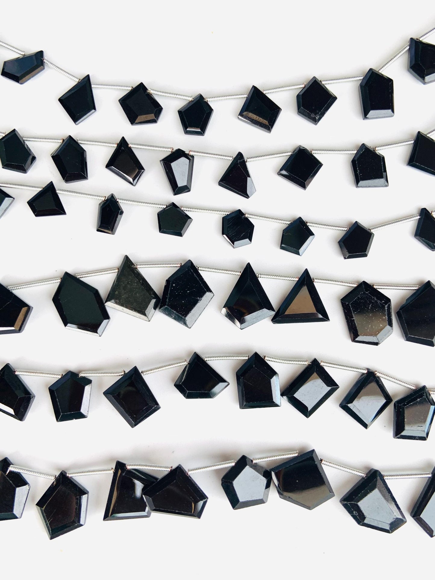 Natural Black Spinel Faceted Step Cut Nugget Beads