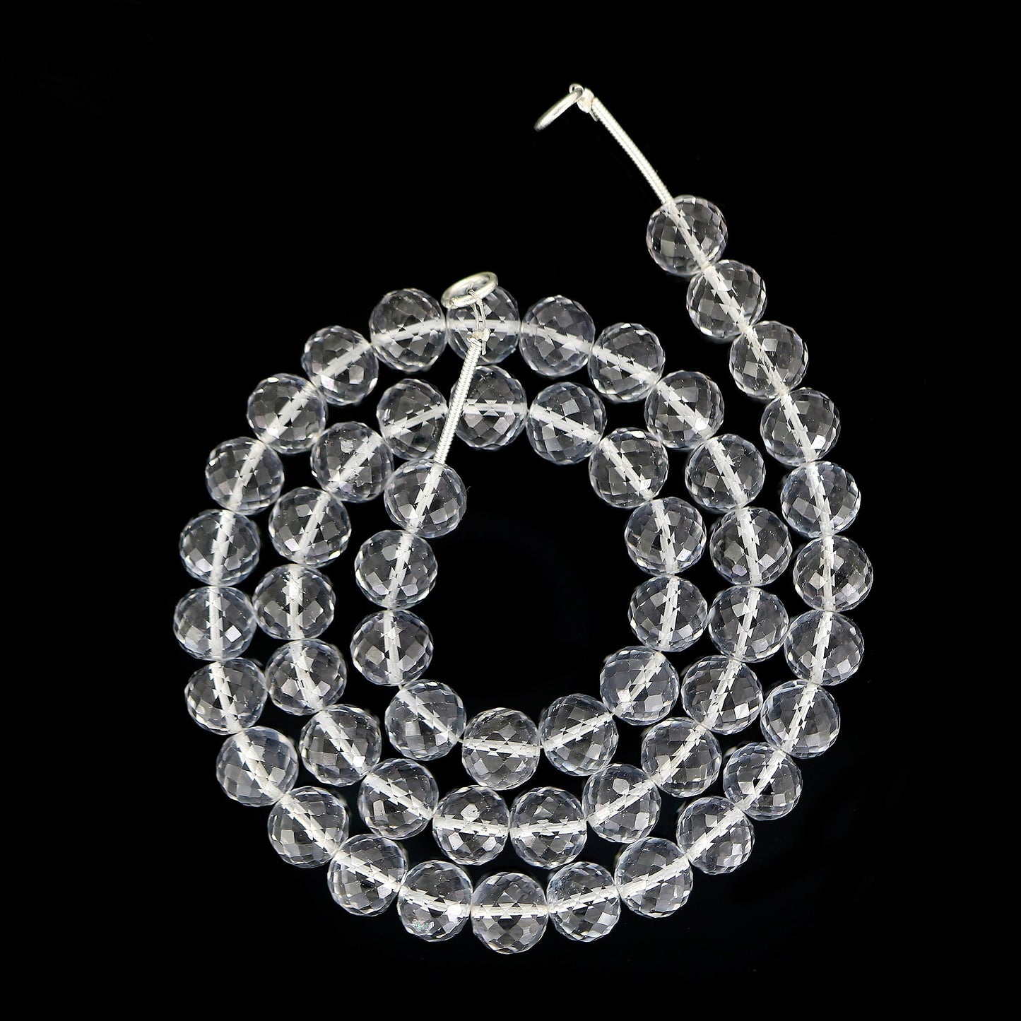 AAA+ Natural 7mm-8mm Silver Quartz Necklace, Rondelle Beaded Faceted Crystal Quartz Gemstone Energy Necklace For Healing BBI530