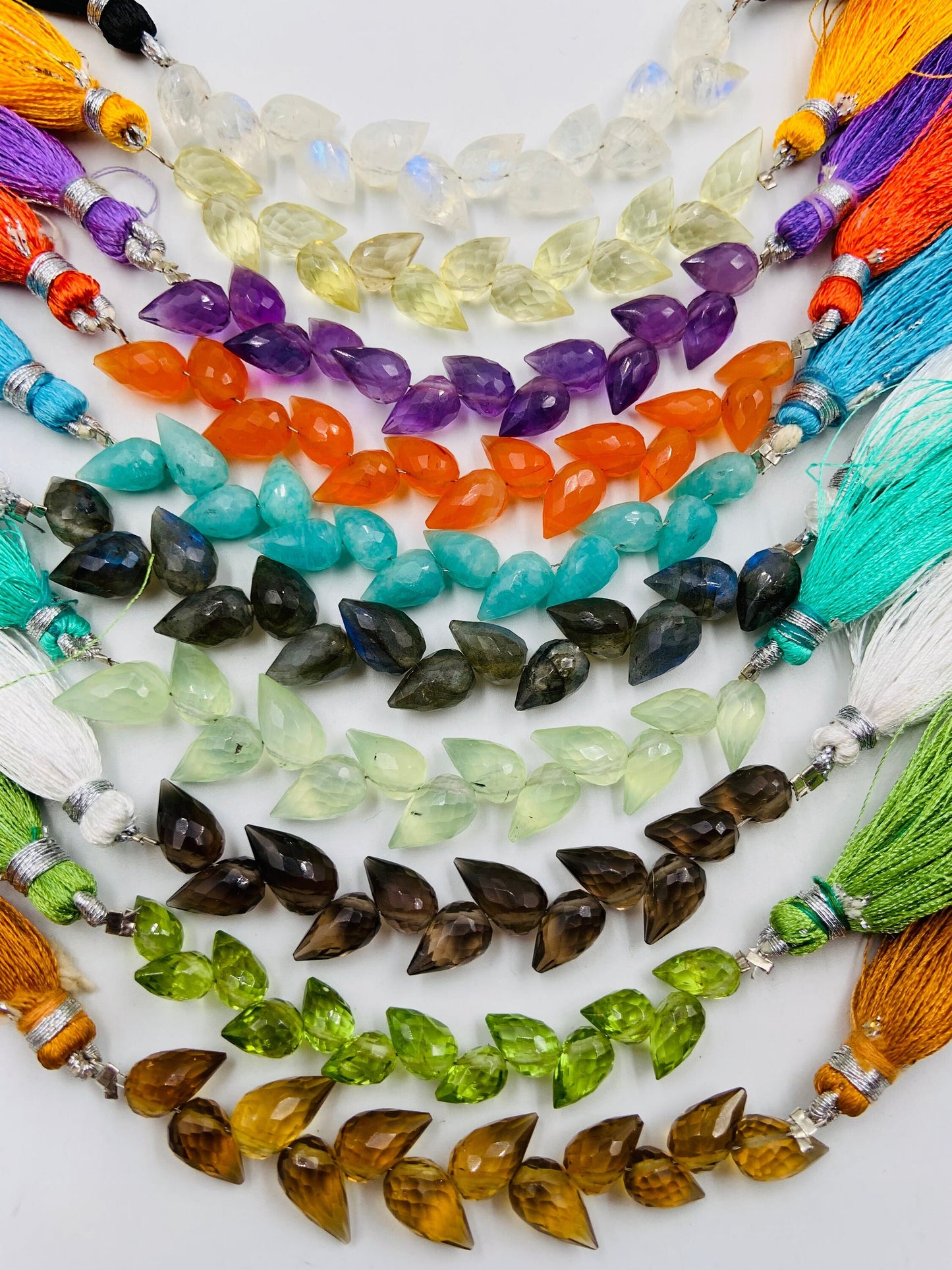 4 Inches Natural Mix gemstone Buds Briolette Beads mix Gemstone Faceted Flower Buds Size 5X9 MM To 6X10 MM gemstone Drops jewelry Making