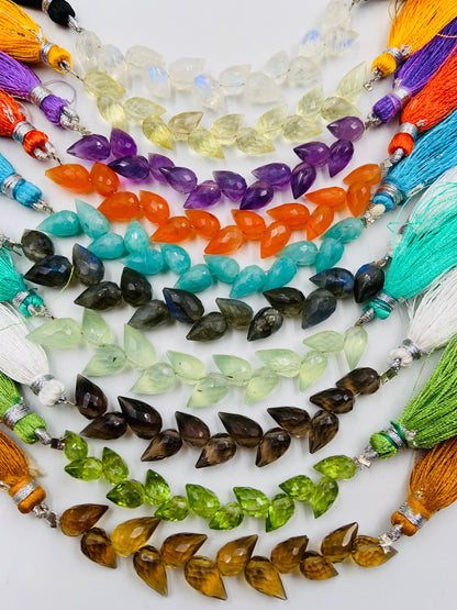 4 Inches Natural Mix gemstone Buds Briolette Beads mix Gemstone Faceted Flower Buds Size 5X9 MM To 6X10 MM gemstone Drops jewelry Making
