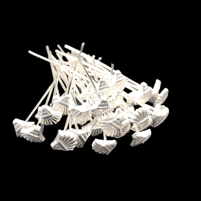 Silver-Plated Flower Headpins – 50 PCS 52mm Decorative Jewelry Findings
