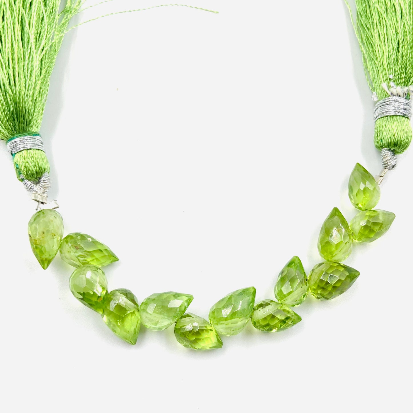 30 Pcs Natural Peridot Faceted Pear Briolette Beads | 5.5x8mm Gemstone Drops