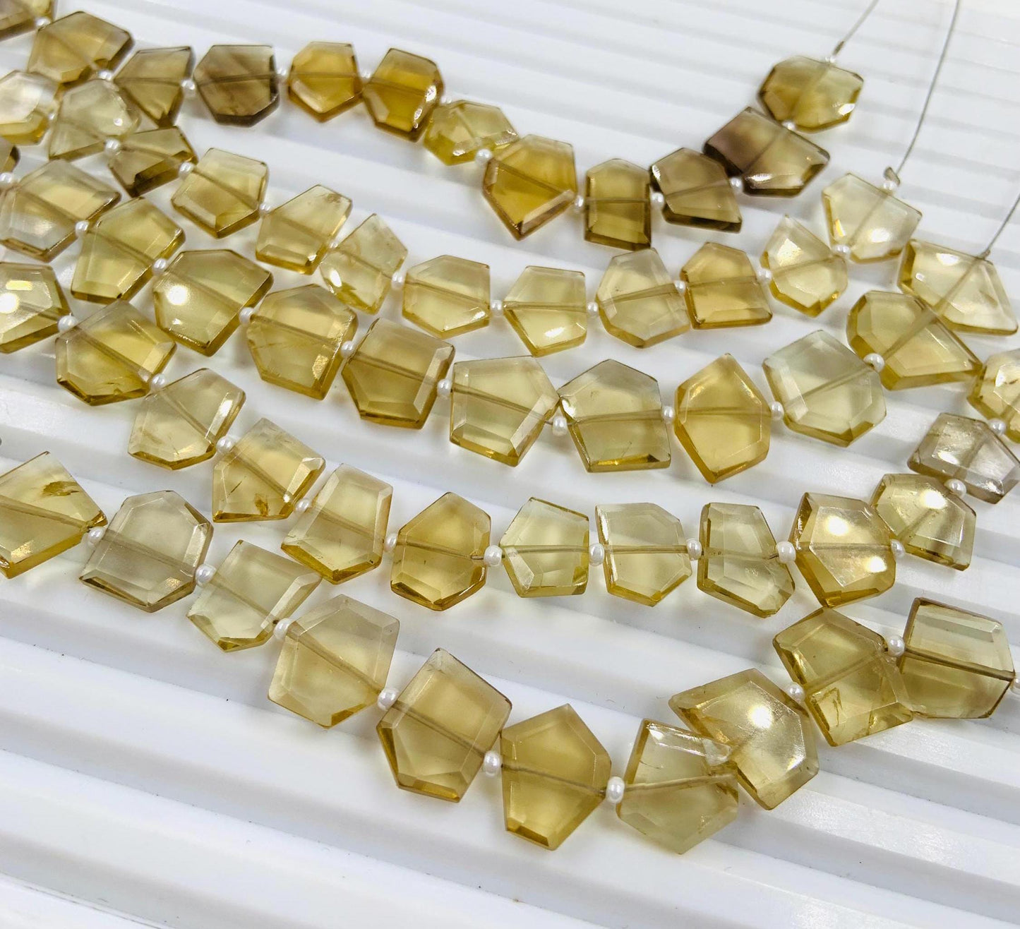 Natural Bear Quartz Fancy Shape Slice Gemstone Beads, Faceted Gemstone Briolette, Flat Chip beads, Size -9X11mm to 10X13mm BBI1003