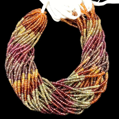 AAA+ Tundra Sapphire Faceted Rondelle Beads | 13 Inch Strand