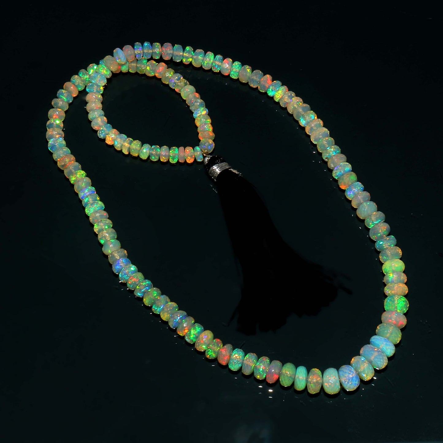AAA Natural Ethiopian Fire Opal Faceted Rondelle & Briolette Beads