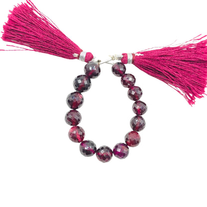 AAA Quality Natural Red Garnet Round Shape Gemstone Beads , Faceted Round Balls Beads, 4 Inches Strand, Size 7mm To 9mm , SKU - BBI606