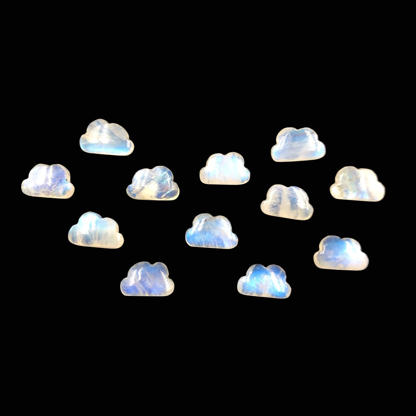 Rainbow Moonstone Cloud Beads, White Gemstone, Hand Carved