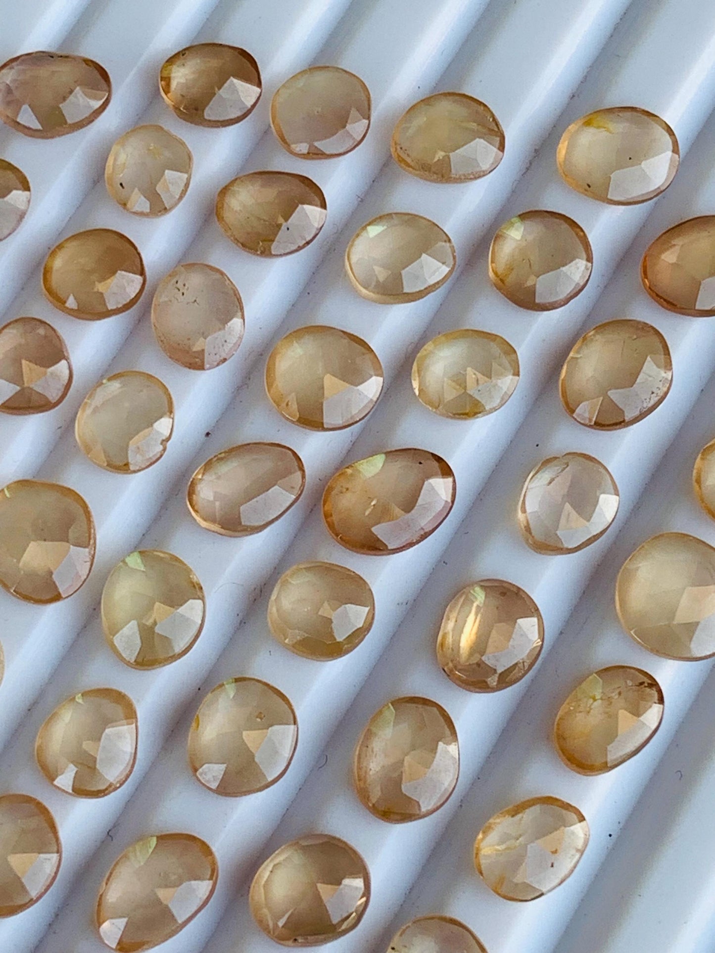 Natural Champagne Zircon Rose Cut Slices Cabochons, Faceted Rose Cut Flat Back Loose Gemstones, Champagne Brown Zircon Gemstone Slices Cut