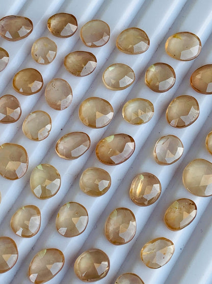 Natural Champagne Zircon Rose Cut Slices Cabochons, Faceted Rose Cut Flat Back Loose Gemstones, Champagne Brown Zircon Gemstone Slices Cut