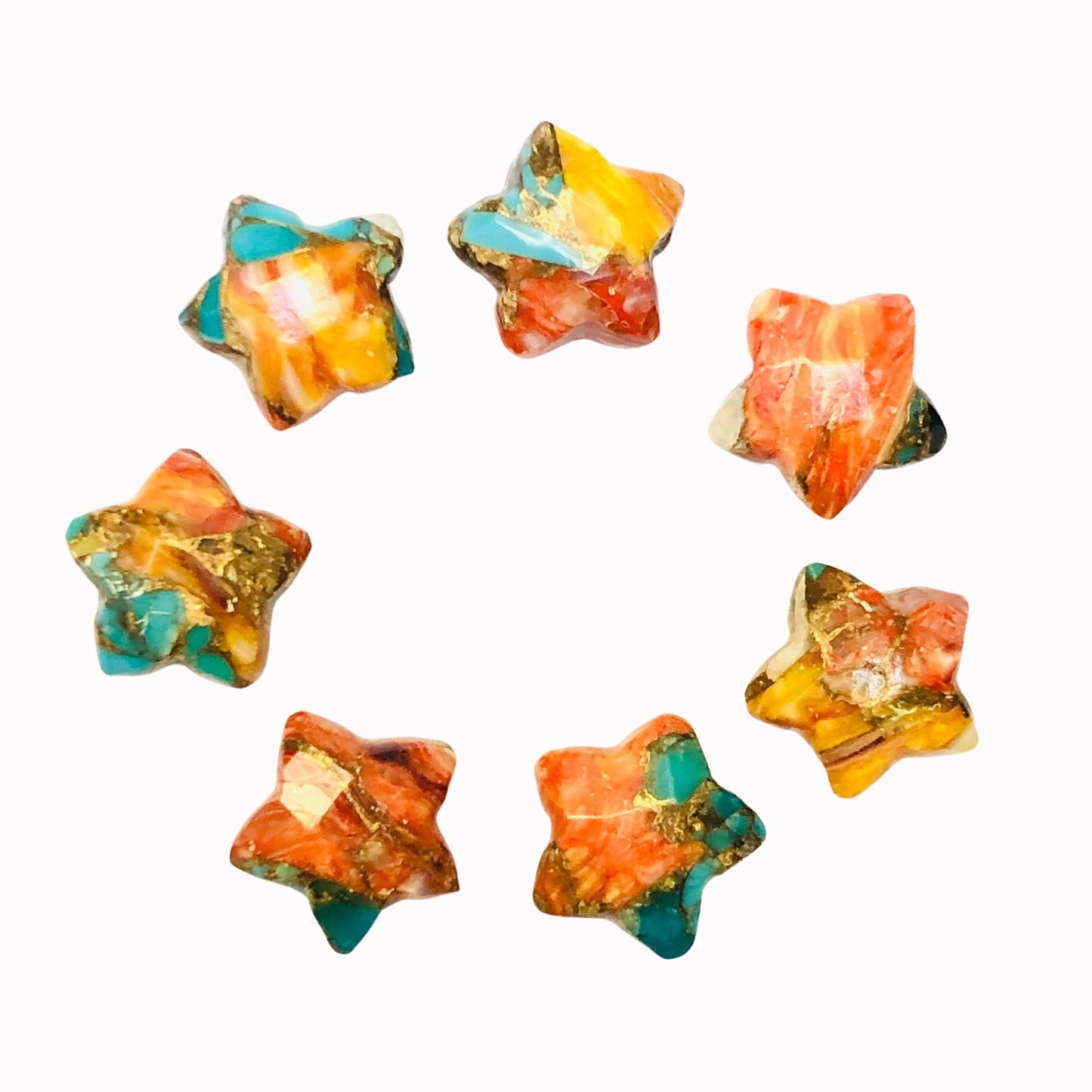 2 Pieces Spiny Oyster Copper Turquoise Faceted Star Shape Gemstone, Size 10mm, Loose Gemstone For Jewelry Making, SKU-BBI135
