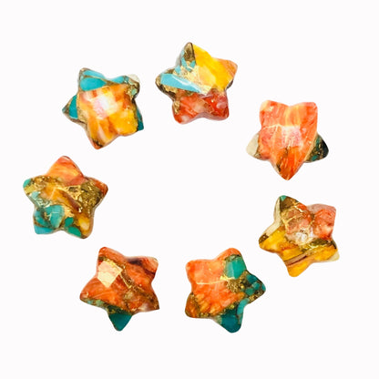 2 Pieces Spiny Oyster Copper Turquoise Faceted Star Shape Gemstone, Size 10mm, Loose Gemstone For Jewelry Making, SKU-BBI135