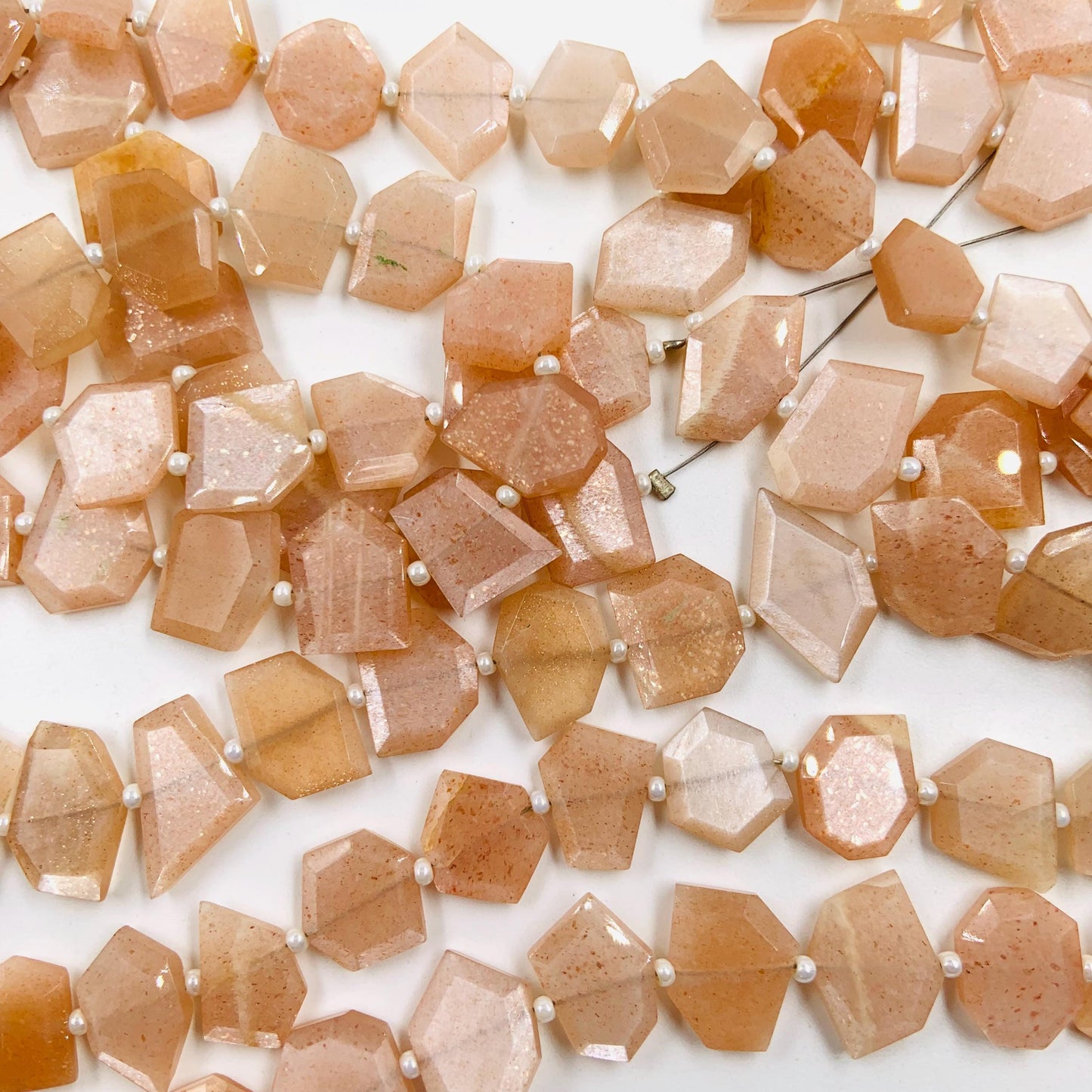 Natural Peach Moonstone Fancy Shape Slice Gemstone Beads, Faceted Gemstone Briolette, Flat Chip beads, Size -9X11mm to 10X13mm BBI949