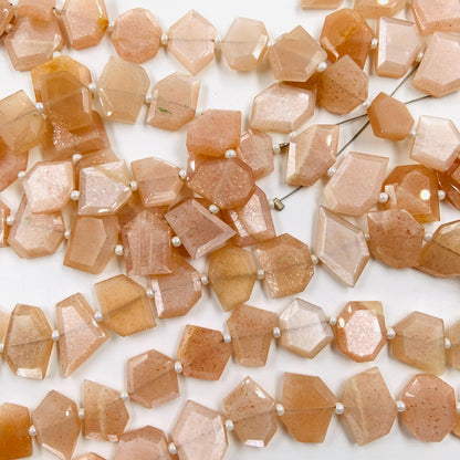 Natural Peach Moonstone Fancy Shape Slice Gemstone Beads, Faceted Gemstone Briolette, Flat Chip beads, Size -9X11mm to 10X13mm BBI949