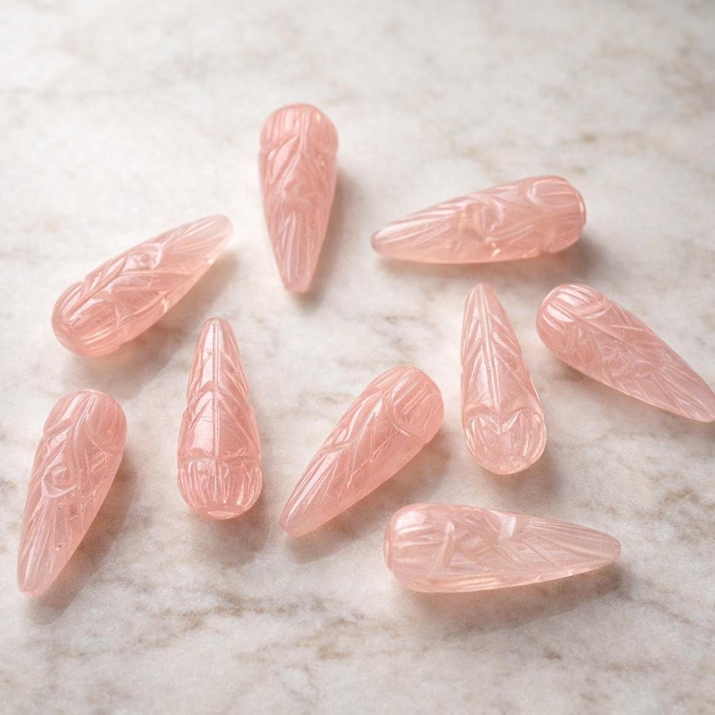 1 Pair Natural Rose Quartz Hand Carved Drop Shape Briolette Beads, Handmade Matching Pair beads, Earring Making Gemstone Size - 9x26mm