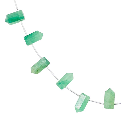 10 Pieces Natural Green Strawberry Faceted Pencil Shape Gemstone  Size 6x12mm One Side Point Pencil Fancy Briolette Handmade Gift Of Pendant