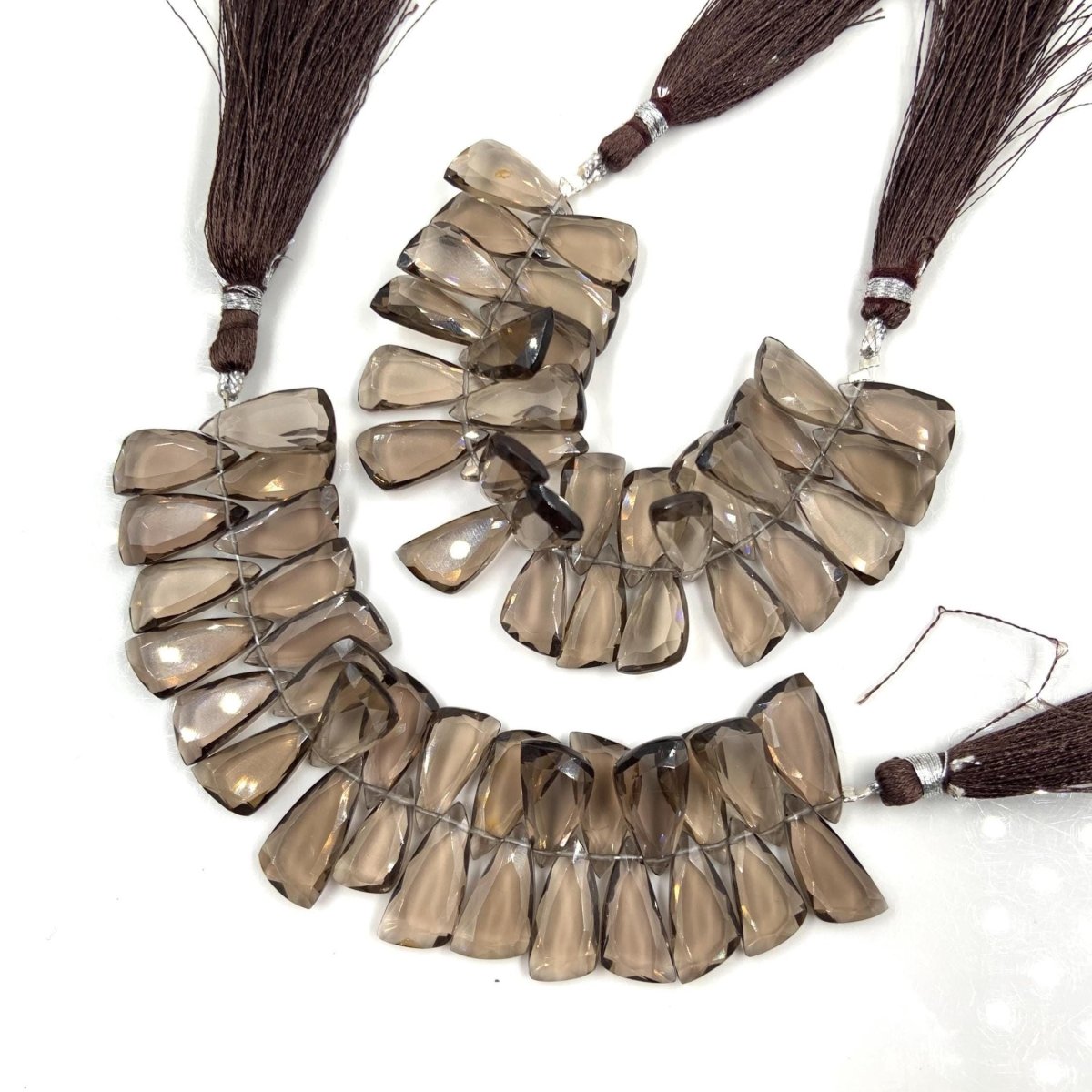 4 Inches Natural Smoky Quartz Sail Crown Cut Gemstone Side drill Beads, Fancy shape Gemstone Briolette, Size 8x16mm to 9x18mm gift for her - BeadsBoatInc