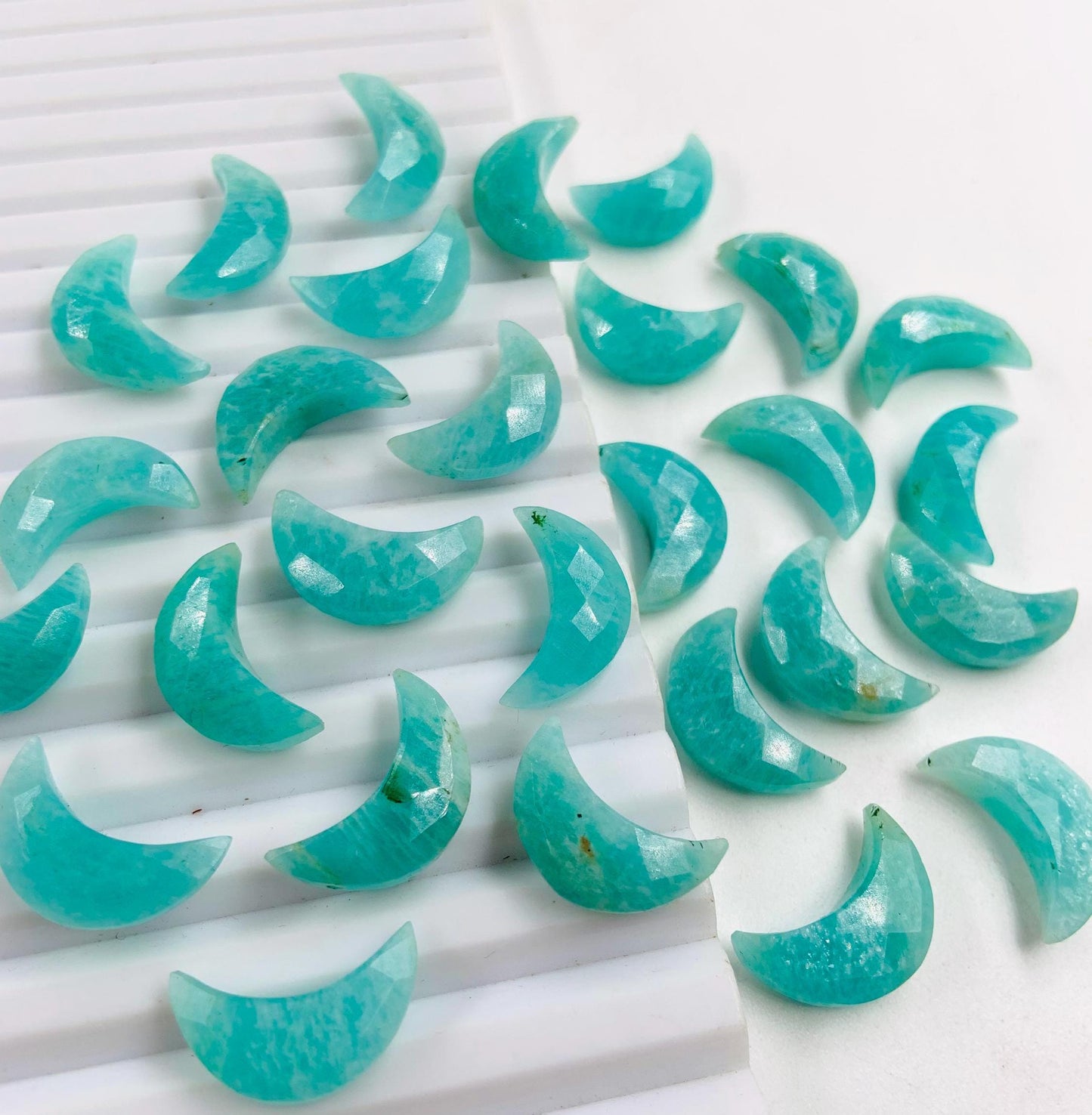 2 Pieces Natural Amazonite gemstone, Crescent moon shape gemstone, carving gemstone, natural gemstone, moon shape gemstone, size 7x16 mm