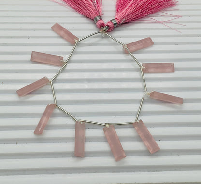 10 Pieces Natural Rose Quartz Baguette Step cut Faceted Gemstone beads Size 20X6X4mm Gift for her and Jewelry making BBI1137
