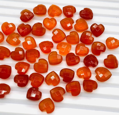 Natural Carnelian Faceted Carved Heart Shape Loose Gemstone Beads, Carved Heart Shape Gemstone Briolette, Gemstone Beads For Women Jewelry