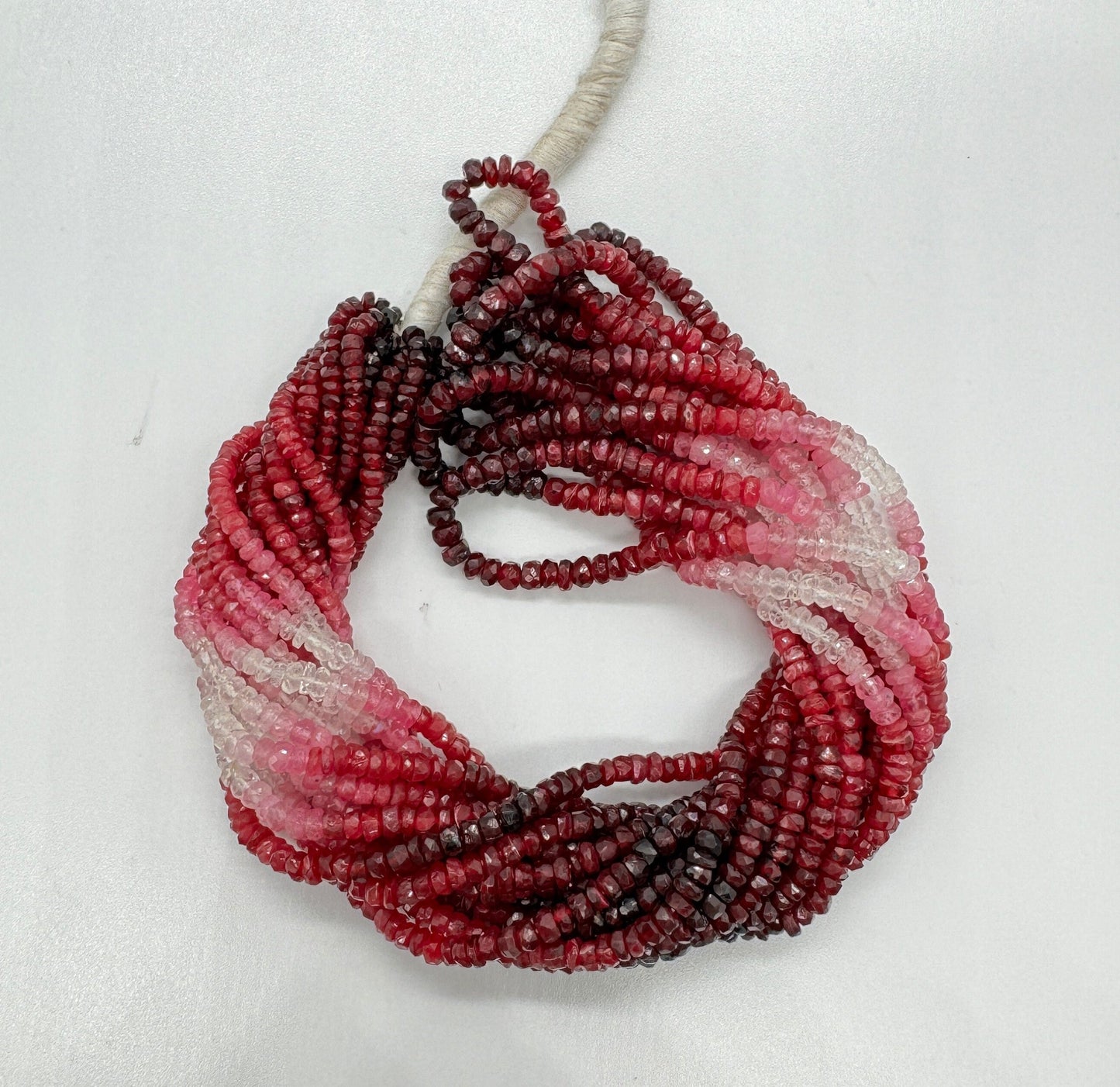 Shaded Ruby Sapphire Faceted Rondelle Beads – AAA Quality, 16” Strand