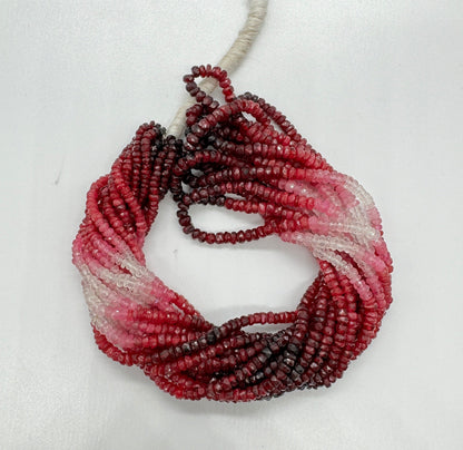 Shaded Ruby Sapphire Faceted Rondelle Beads – AAA Quality, 16” Strand