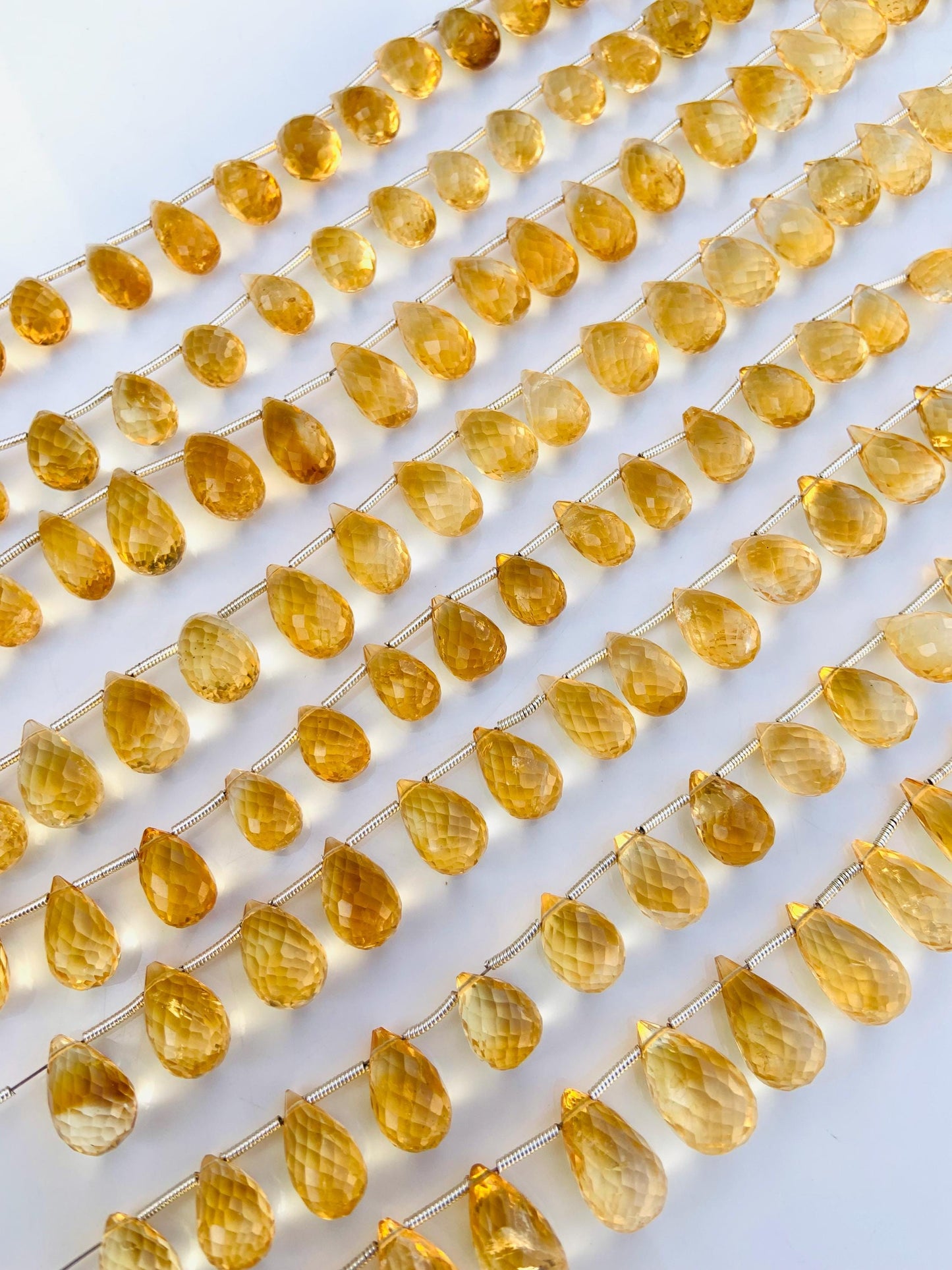 Natural Citrine Faceted Beads 5x8mm–6x9mm | Teardrop Briolette Gemstone Beads