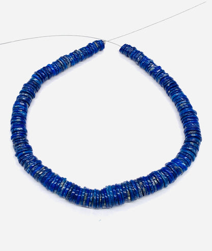 16 Inch Strand Natural Lapis Lazuli Smooth Heishi Tyre Shape Beads for Jewelry Making