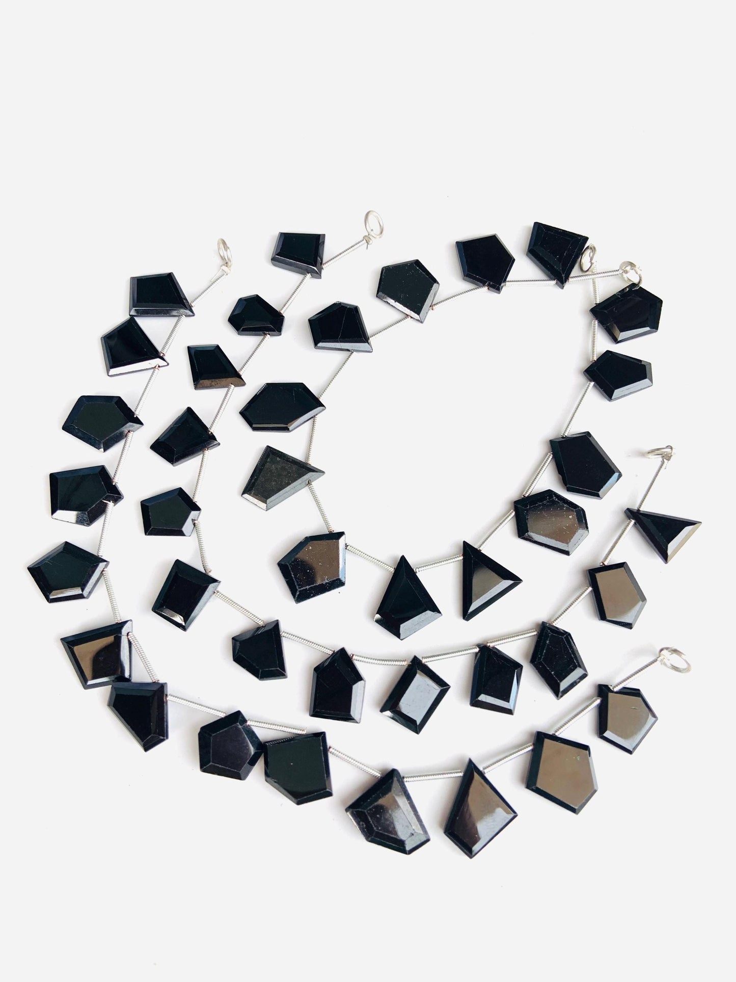 Natural Black Spinel Faceted Step Cut Nugget Beads